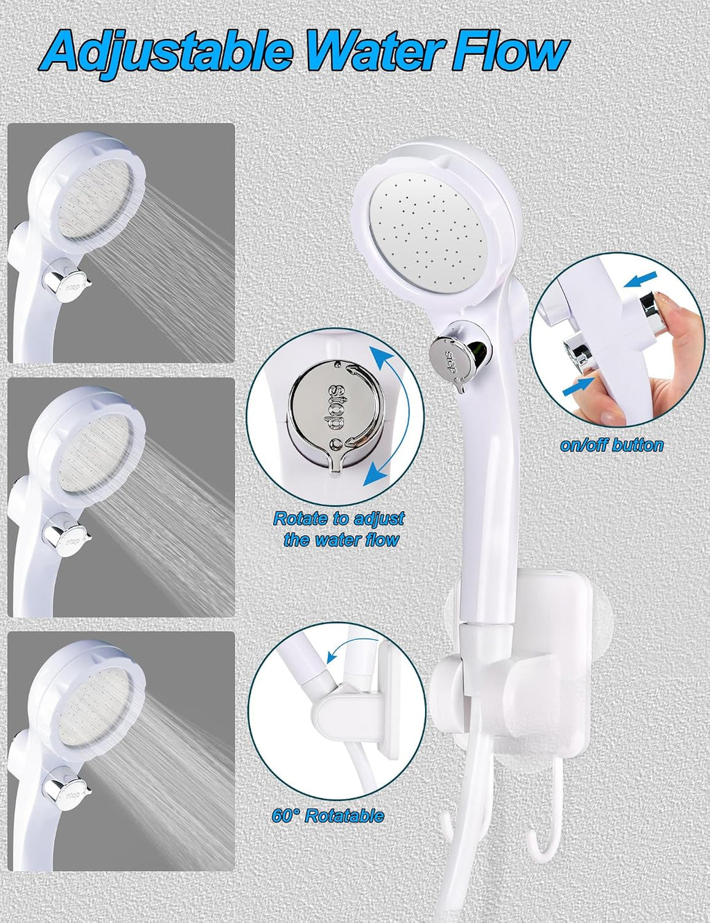innhom Portable Shower for Camping, 6000mAh Rechargeable Camp Shower Pump with LED Display, IPX7 Waterproof & 2 Spray Modes Electric Outdoor Shower for Hiking, Travel, Car Washing, Pet Bathing