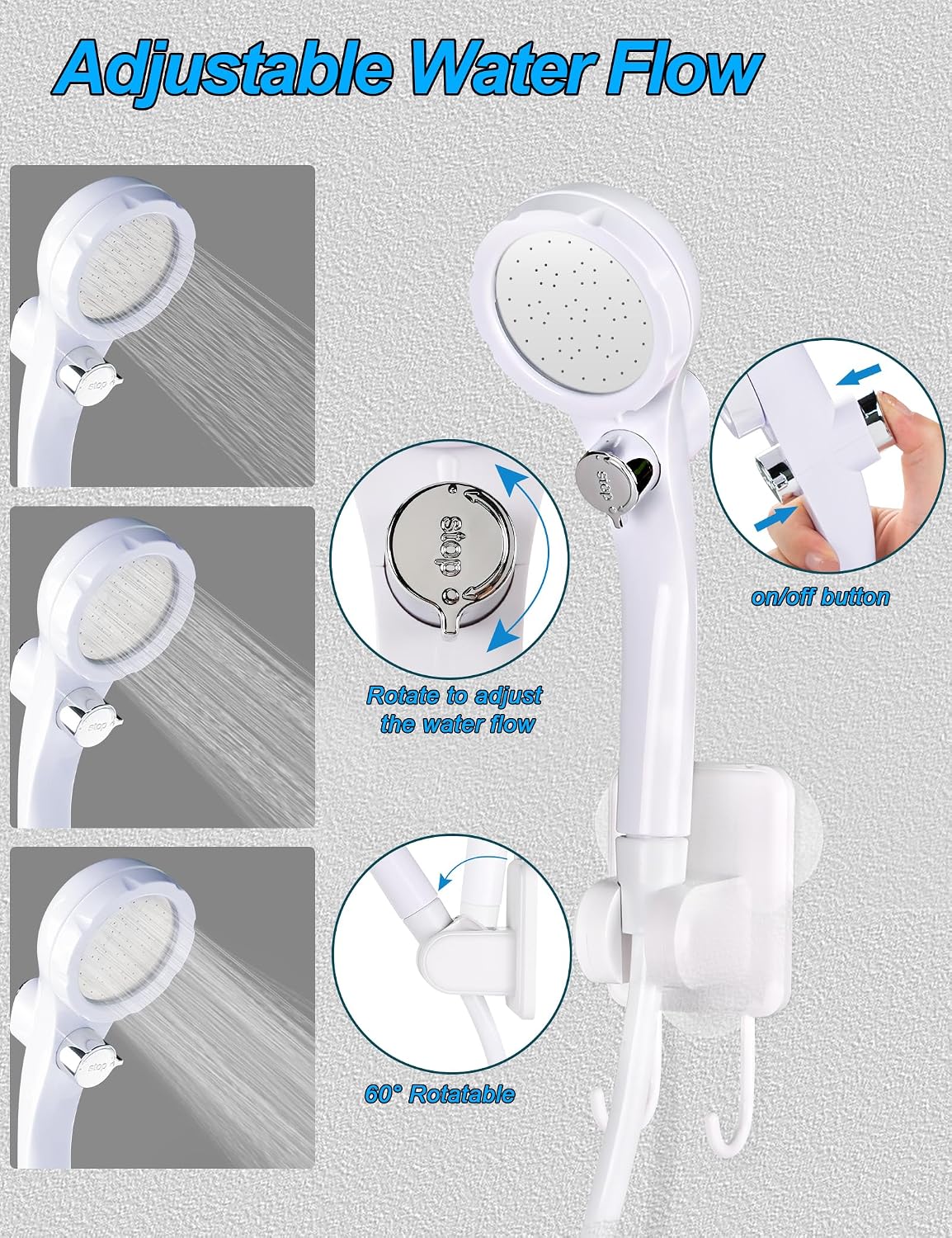 innhom Portable Shower for Camping, 6000mAh Rechargeable Camp Shower Pump with LED Display, IPX7 Waterproof & 2 Spray Modes Electric Outdoor Shower for Hiking, Travel, Car Washing, Pet Bathing