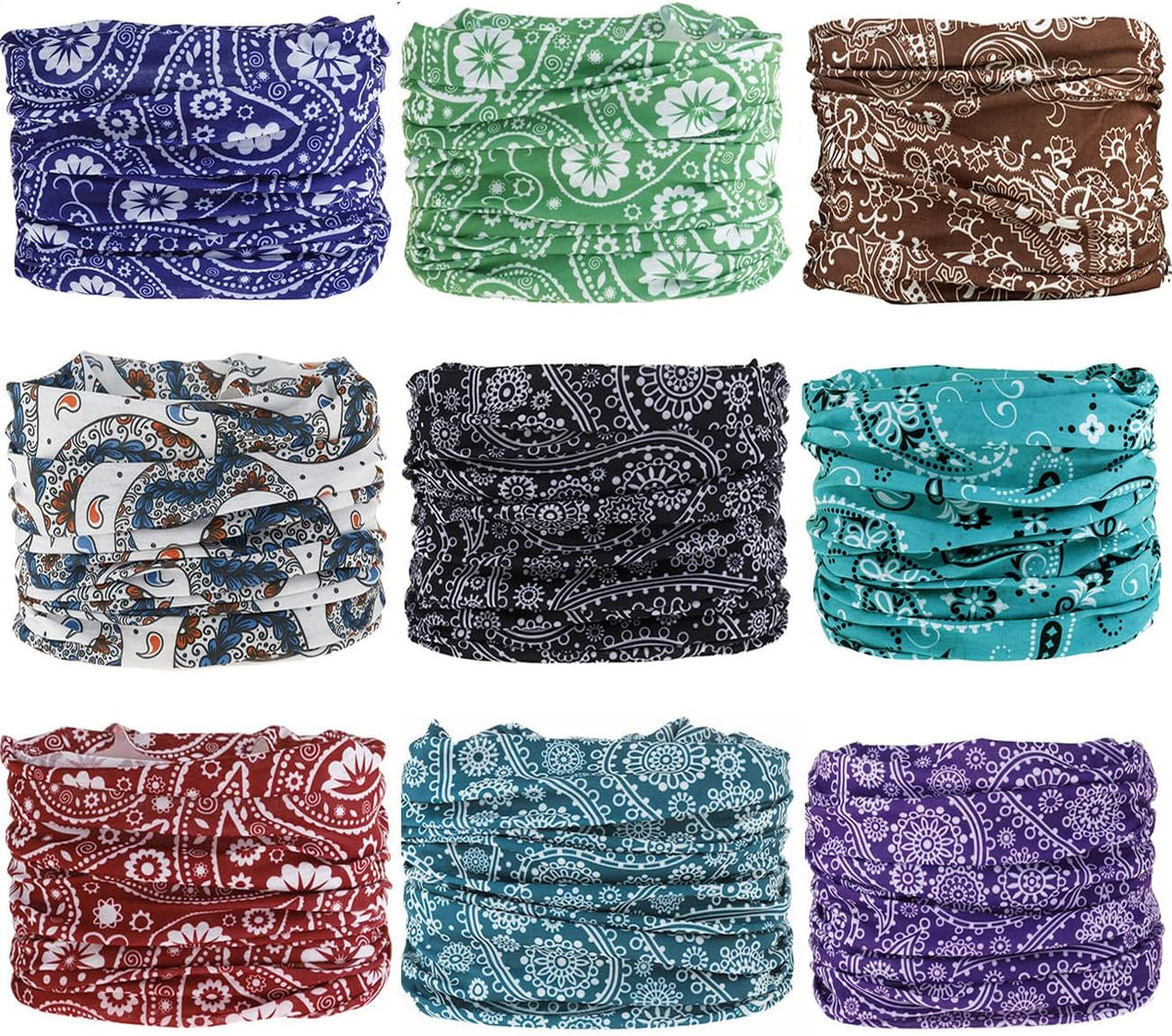9 PCS Summer UV Protection Multi-functional Headband Neck Gaiter Head Wrap