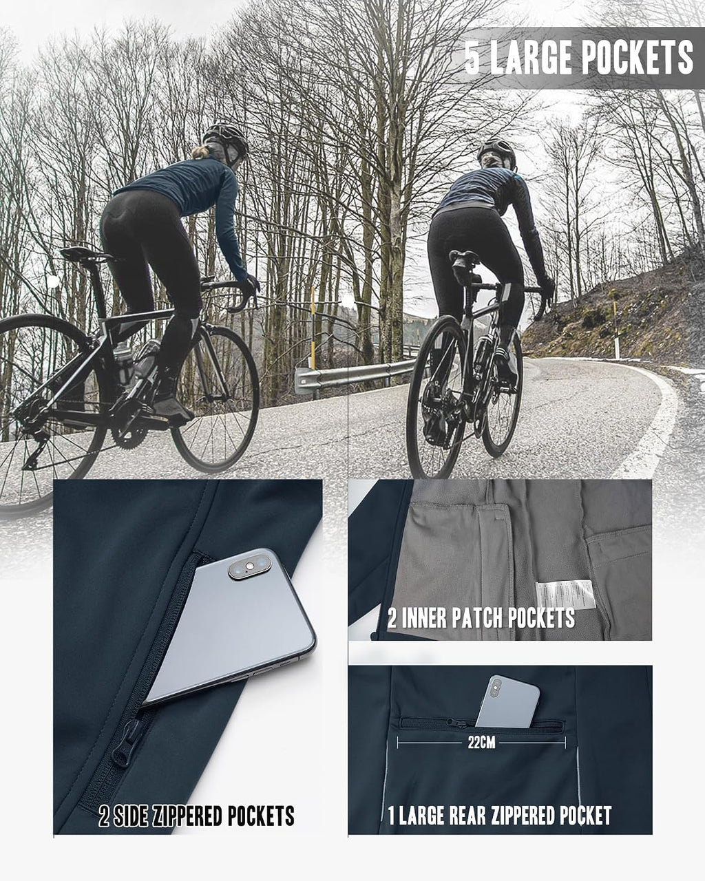 33,000ft Women's Waterproof Fleece Running Jacket Zip Up Athletic Winter Cold Weather Workout Cycling Track Jackets