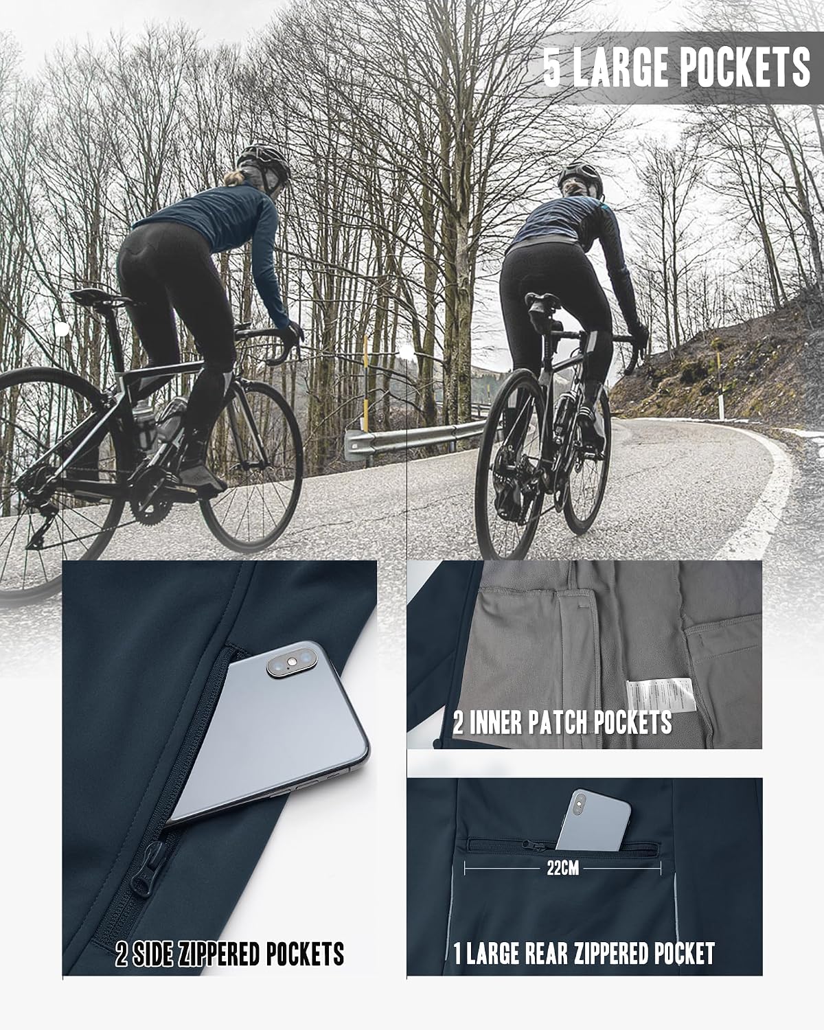 33,000ft Women's Waterproof Fleece Running Jacket Zip Up Athletic Winter Cold Weather Workout Cycling Track Jackets