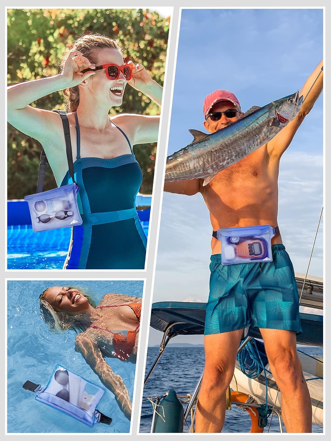 HEETA 2-Pack Waterproof Fanny Pack Pouch Dry Bag for Phone Passport Purse