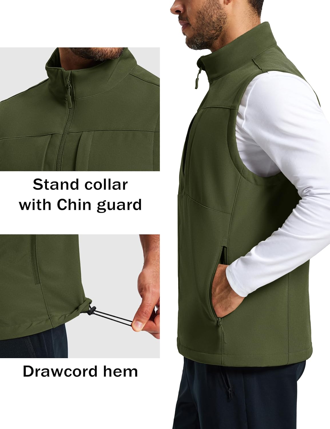 MAGCOMSEN Men's Lightweight Softshell Vest Outerwear Fleece Golf Running
