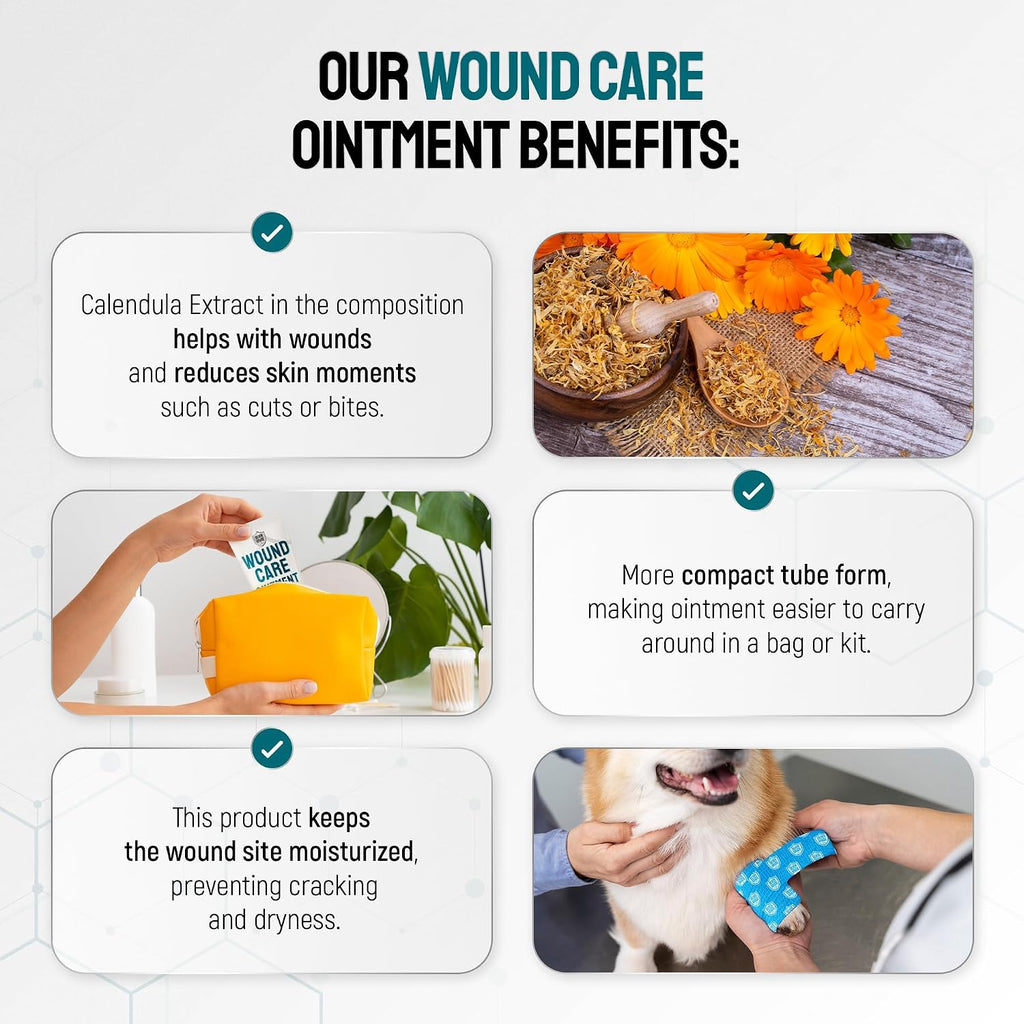 SILVER GRADE Dog Wound Care Ointment with Silver & Calendula for Scratches, Irritations, Bites – Feline & Canine Hot Spots Treatment in a Gel Form – Wound Antibiotic Ointment for Dogs & Cats – 2 Oz