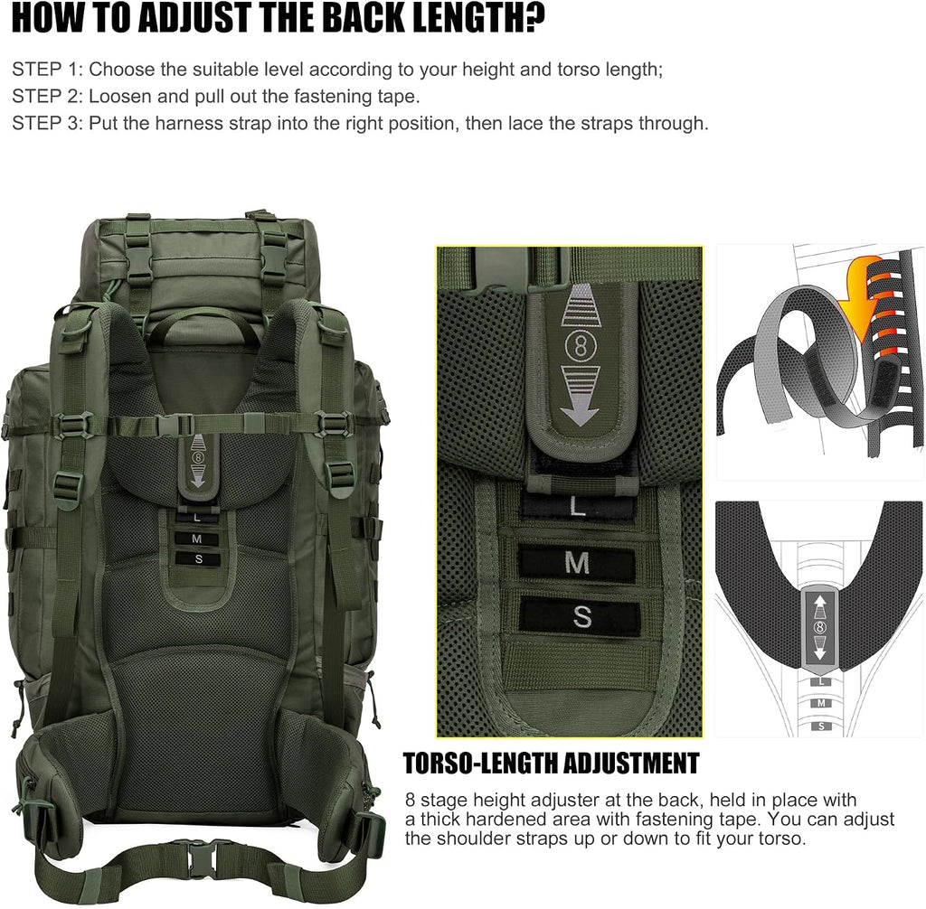 Mardingtop 70L Internal Frame Backpack for Hunting,Camping,Hiking Backpacking Backpack with Rain Cover