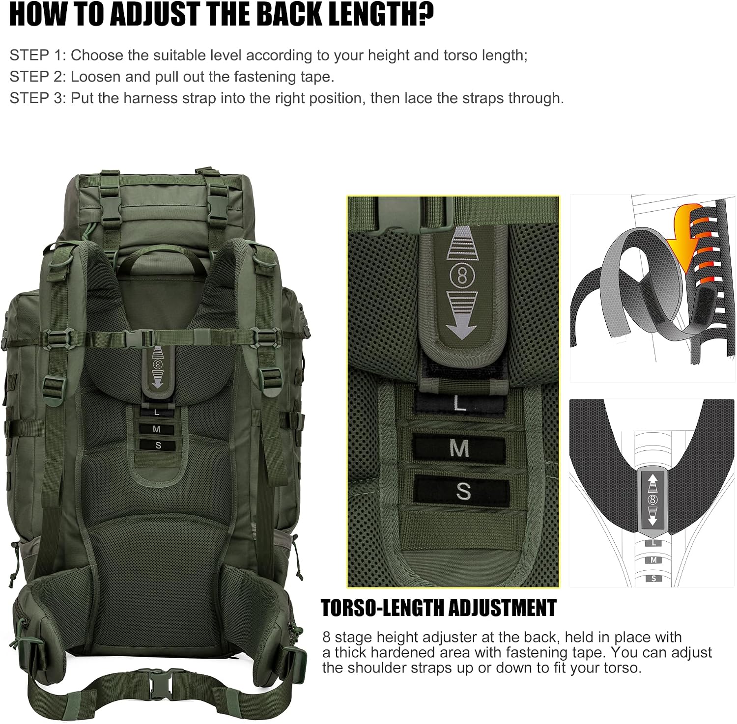 Mardingtop 70L Internal Frame Backpack for Hunting,Camping,Hiking Backpacking Backpack with Rain Cover