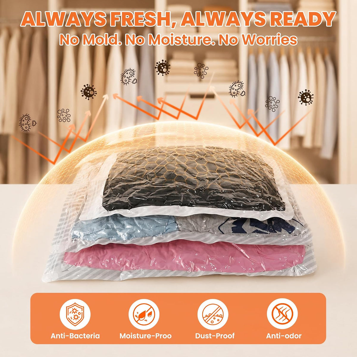 18 Pack Travel Vacuum Storage Bags for Clothing with Rechargeable Electric Pump, Compression Packing Bags for Luggage and Suitcase, Space Saver Seal Bags for Clothes Travel Essentials