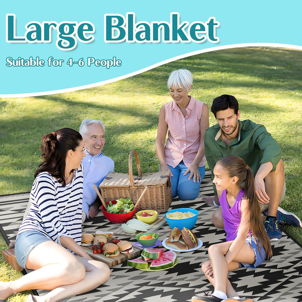 Boho Picnic Blankets Waterproof Foldable, 60″X80″ Thick Three Layer Picnic Mat Tribal Outdoor Blanket for Grass, Beach Blanket Sandproof Picnic Accessories for Camping Party Park Patio