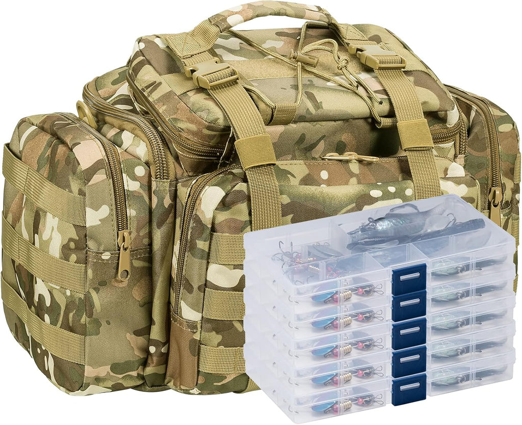 Dr.Fish Tackle Bag with 60 Fishing Lures Spinners Soft & Hard Baits