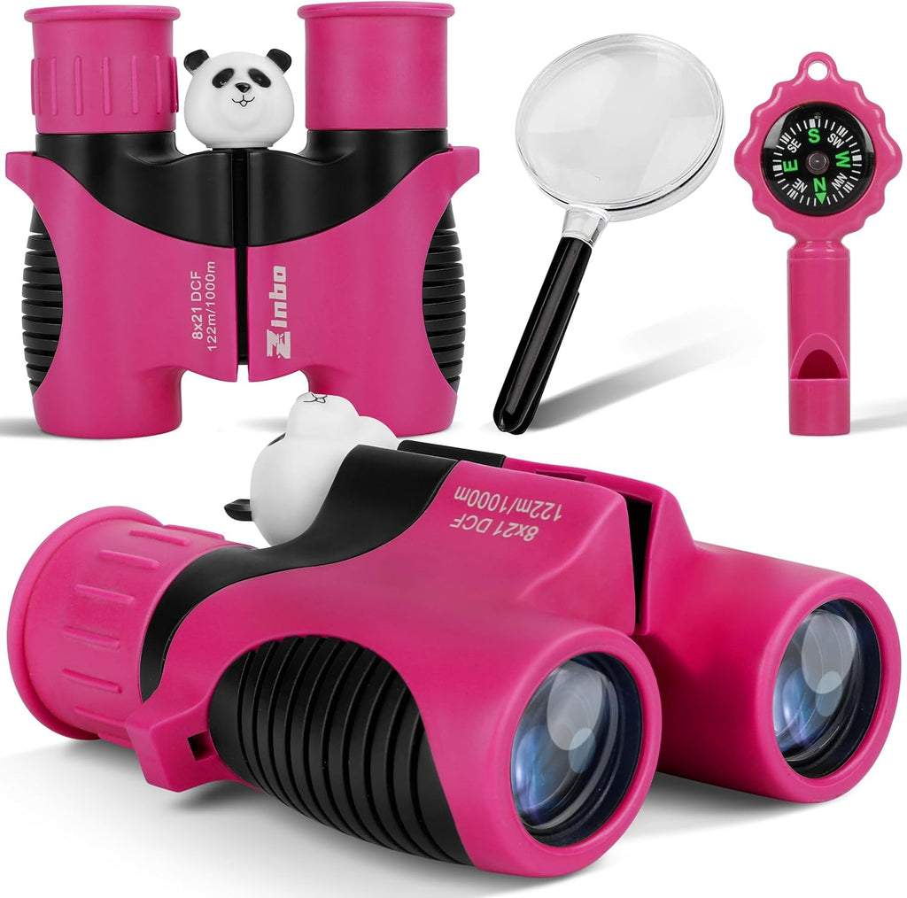 Binoculars for Kids 8x21 High-Resolution Real Optics with Magnifying Glass & Whistle Compass, Kids Binoculars for 3-12 Years Boys and Girls, Best Kids Toys for Outdoor Bird Watching, Hiking, Travel