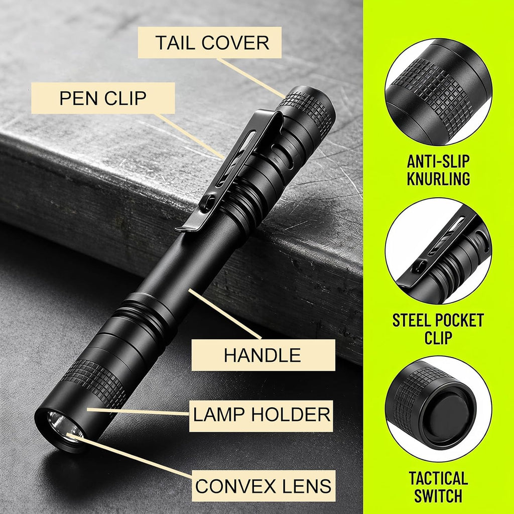 Led Pen Light with Clip for Everyday Use & Emergency Tool (5PCS)