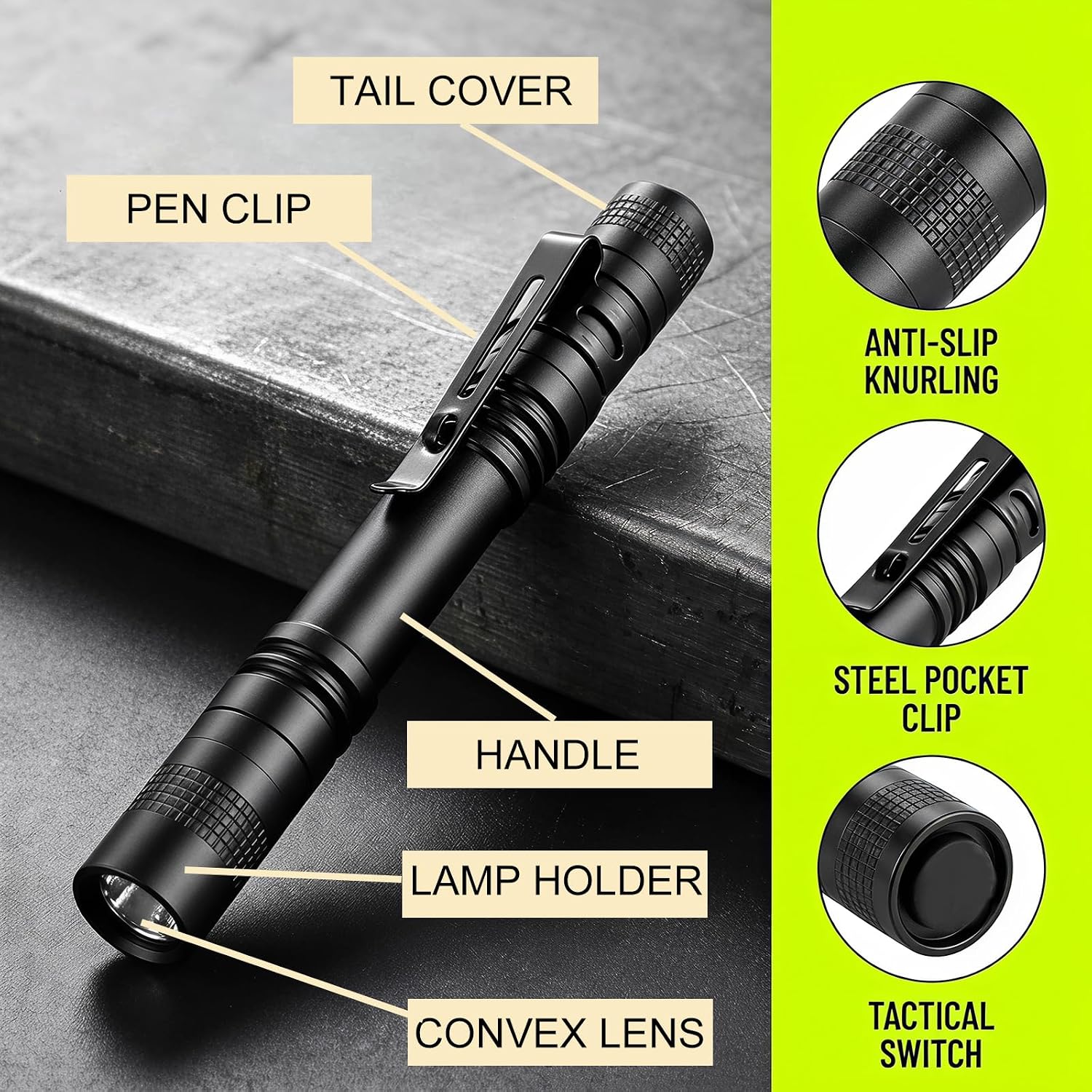 Led Pen Light with Clip for Everyday Use & Emergency Tool (5PCS)