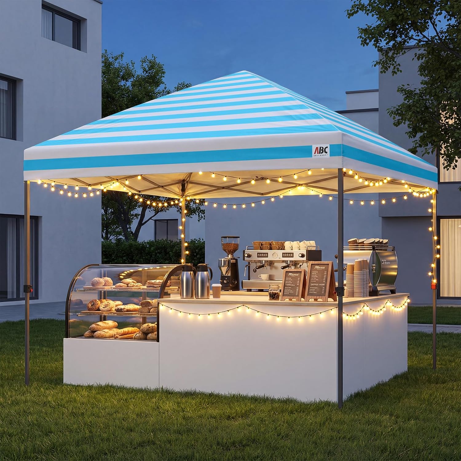 ABCCANOPY 10x10 Pop Up Canopy, Weather Protection Tent, Sky Blue Stripes