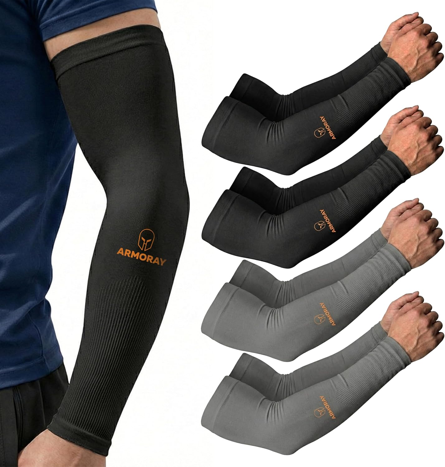 ARMORAY Arm Sleeves for Men and Women - UV Sun Protection Cooling Compression - Tattoo Cover Up Sleeve for Daily Wear & Work