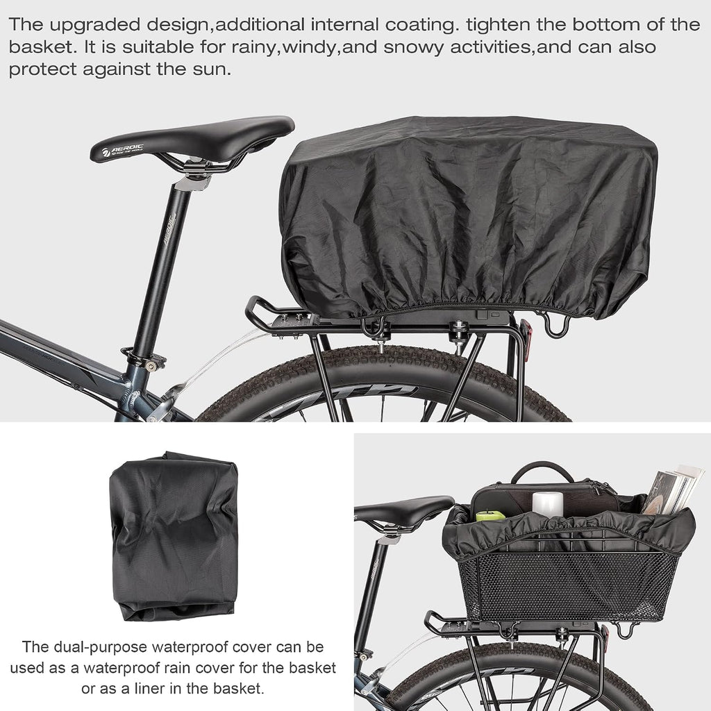 CXWXC Rear Bike Basket with Handle - Quick Release Bicycle Rear Basket