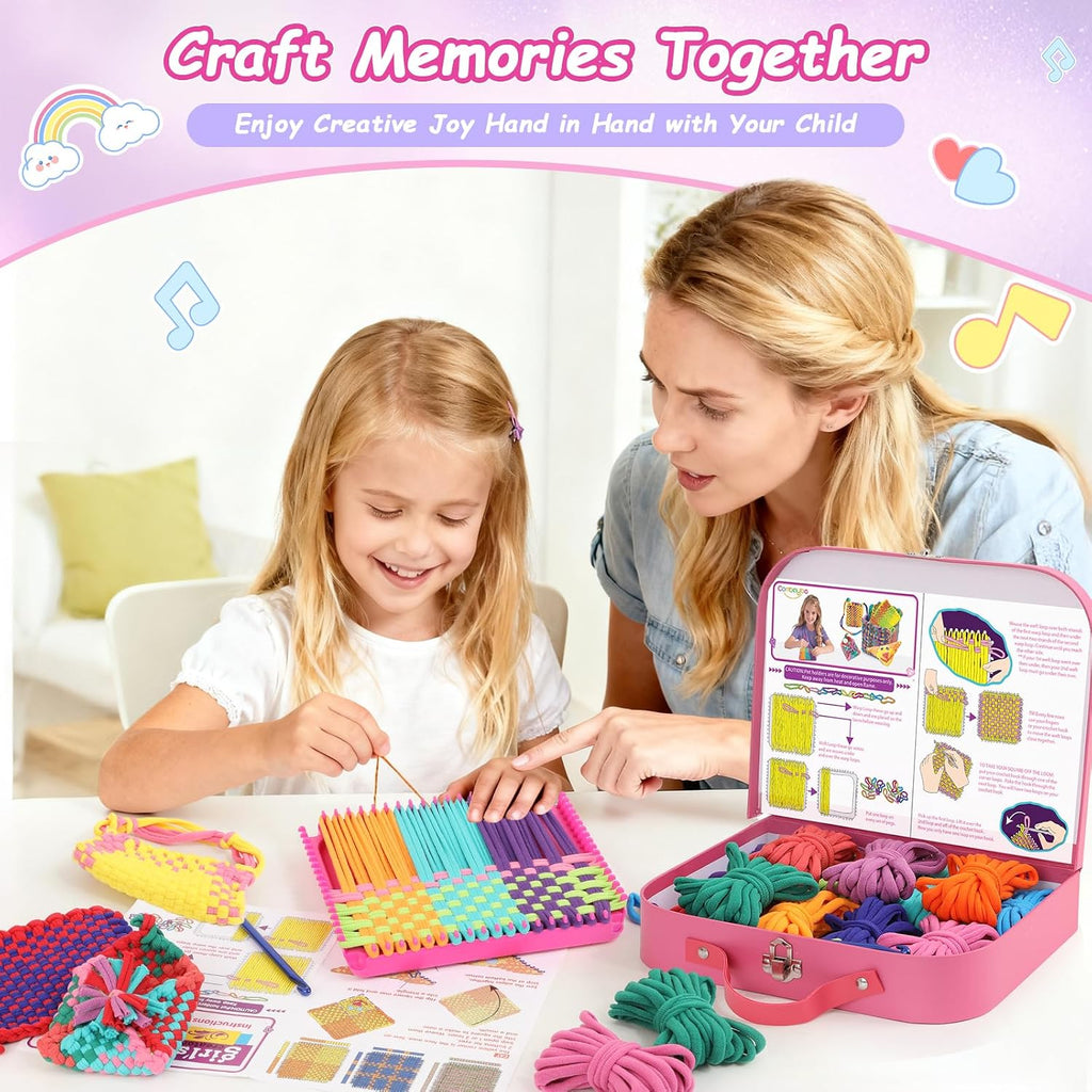 Combaybe Weaving Loom Kit Toys Gift for Kids and Adults–DIY Arts and Crafts Beginner-Friendly Potholder Loom Kit with Loops Tools Funny Birthday Gifts Toys for Girls Ages 5 6 7 8-12 13 Years Old