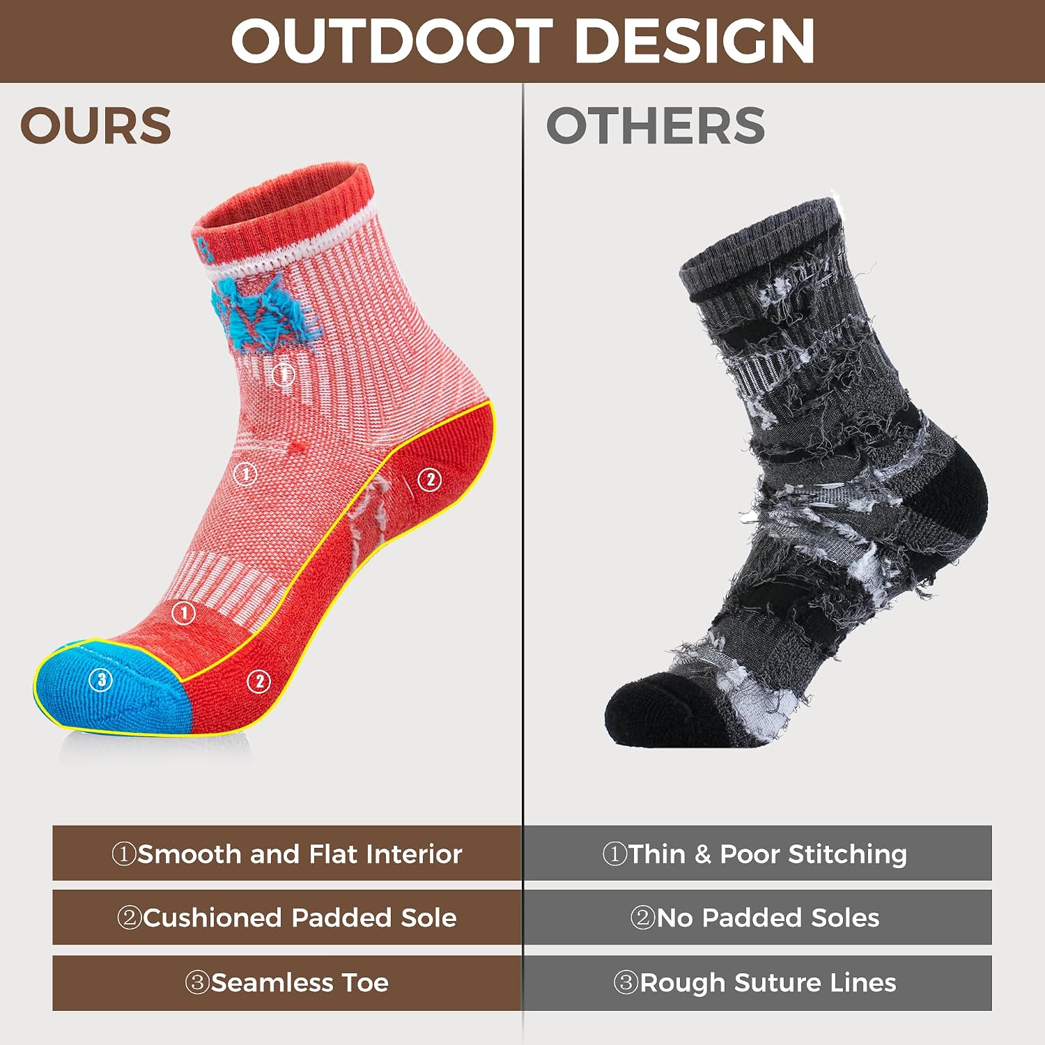 innotree Merino Wool Hiking Socks for Women, 5 Pairs
