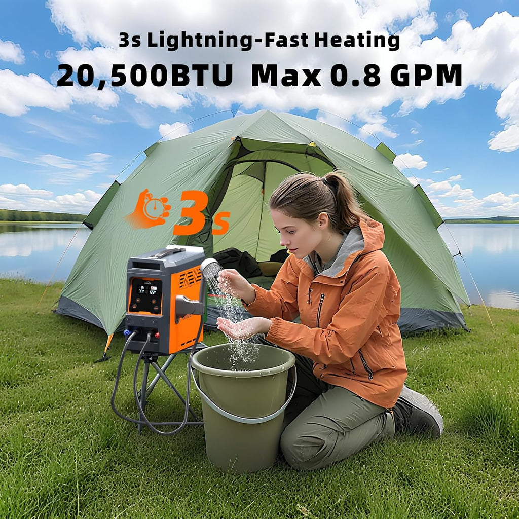 Hillhub Portable Propane Water Heater for Camping Instant Hot & Shower Pump