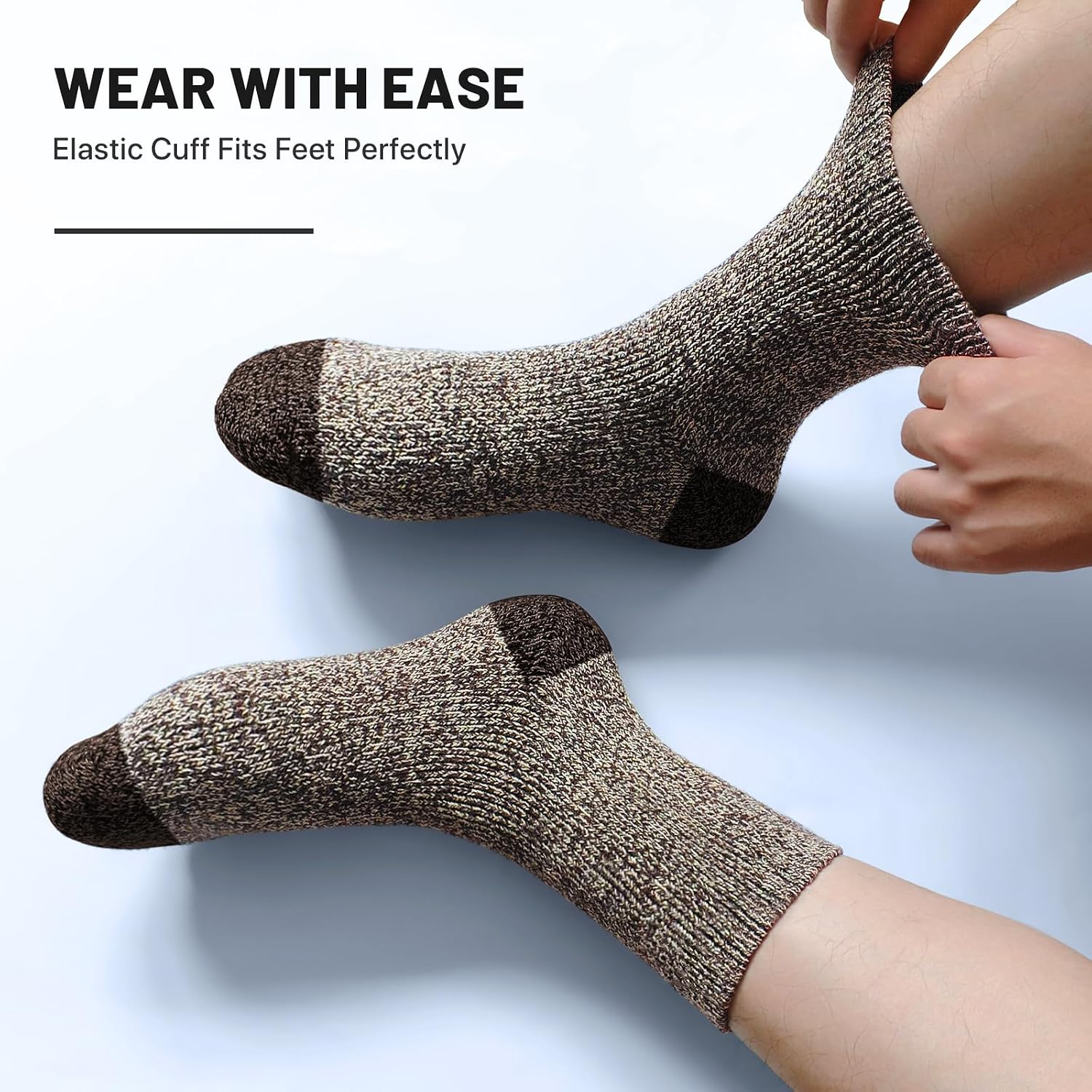 SIMIYA 5 Pairs Merino Wool Socks for Men, Super Thick Hiking Thermal Socks for Cold Weather | Thick Cushion, Moisture Wicking, Warm Winter, Breathable, Crew Socks, Outdoor Hiking, Everyday Wear