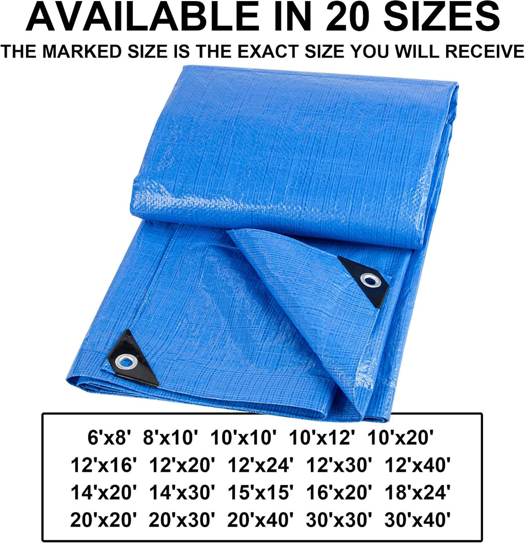 CARTMAN 10x10Ft Multipurpose Waterproof Poly Tarp Cover 5 Mil, Blue