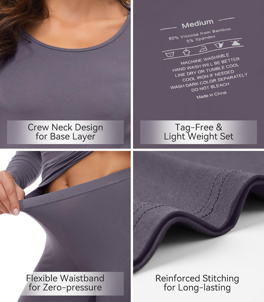 WiWi Soft Underwear for Women Thermal Long Johns Sets Super Warm Base Layer Top Pants Pajamas Set Viscose from Bamboo S-3X