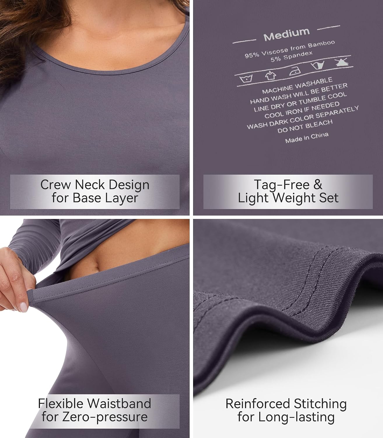WiWi Soft Underwear for Women Thermal Long Johns Sets Super Warm Base Layer Top Pants Pajamas Set Viscose from Bamboo S-3X