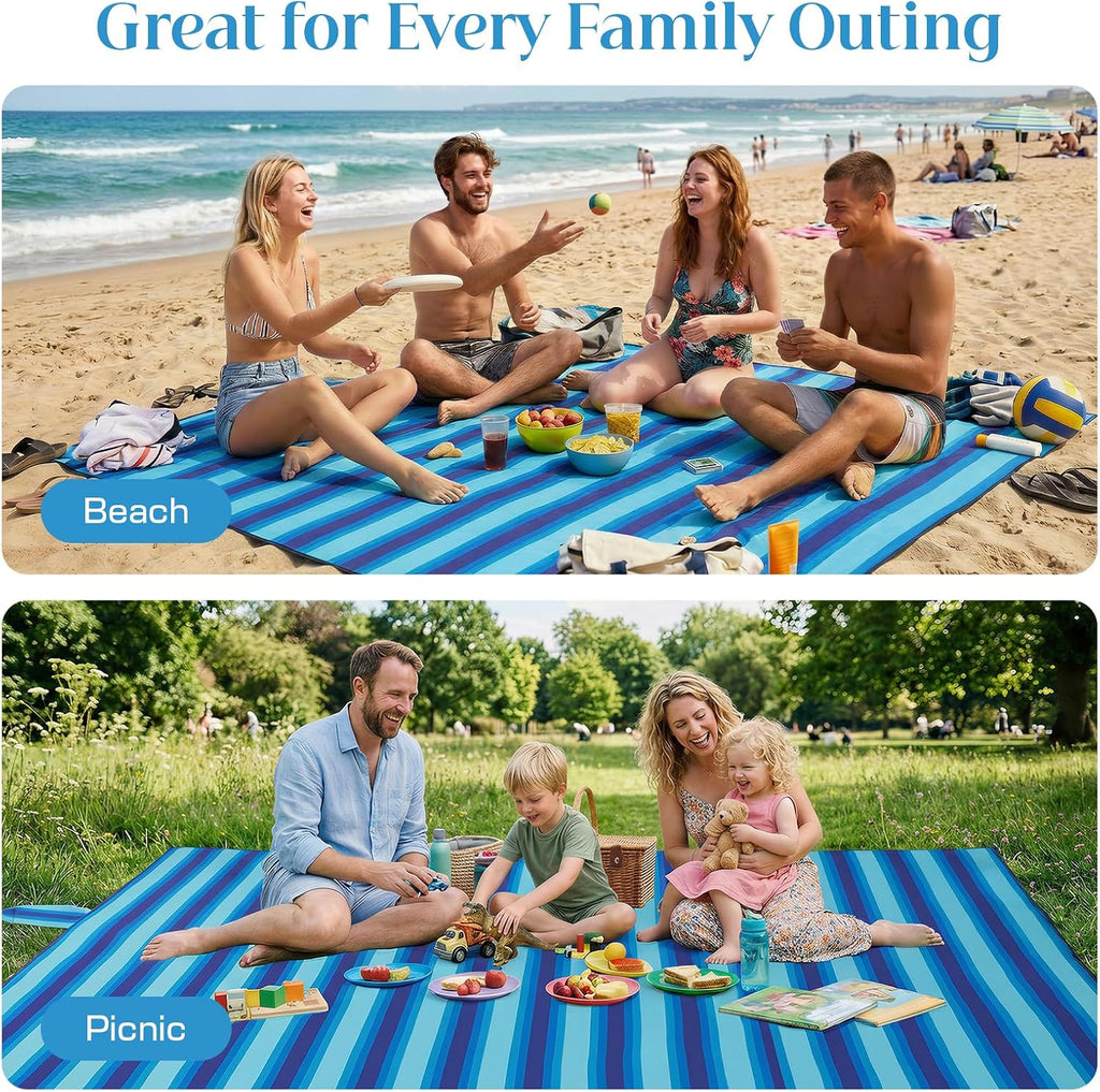 OIGAE Beach Blanket Waterproof Sandproof Oversized Beach Mat