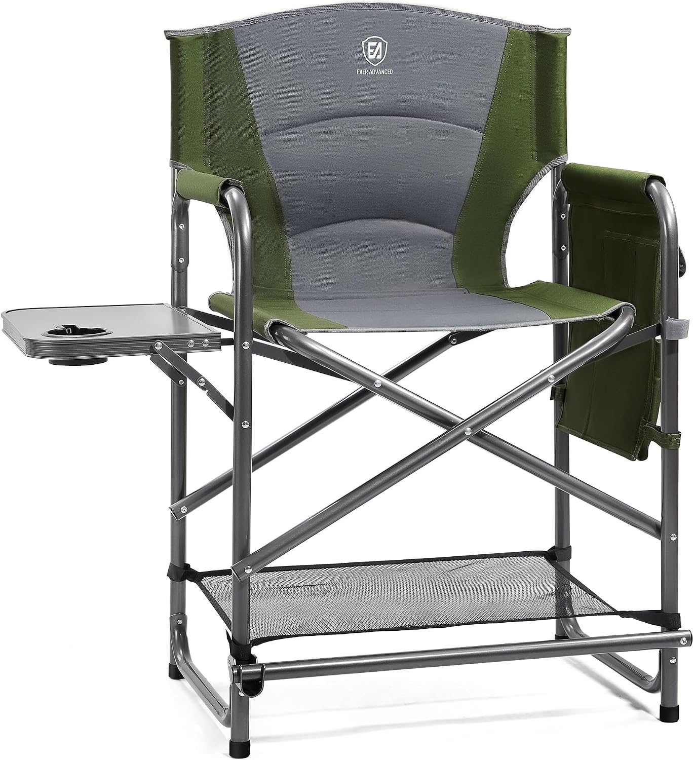 EVER ADVANCED 23.2" Medium Tall Directors Chair with Side Table 400LBS Grey