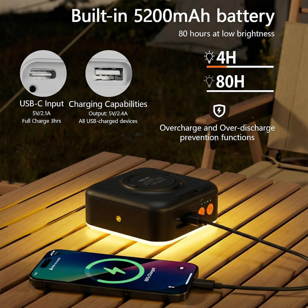 Solar Camping Lantern, Solar Camping Light 5200mAh Rechargeable 1000 Lumens 5 Light Modes, Lanterns for Power outages Hurricane IP65 Waterproof, Hiking, Fish, Emergency, and Home