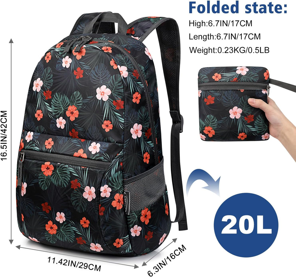 G4Free 20L Small Foldable Ultralight Waterproof Backpack for Camping Hiking Cycling Men Women