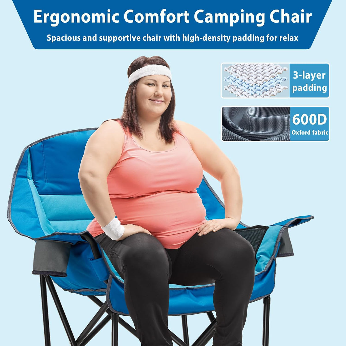 Youtanic Oversized Camping Chair, Portable Folding Camping Chairs