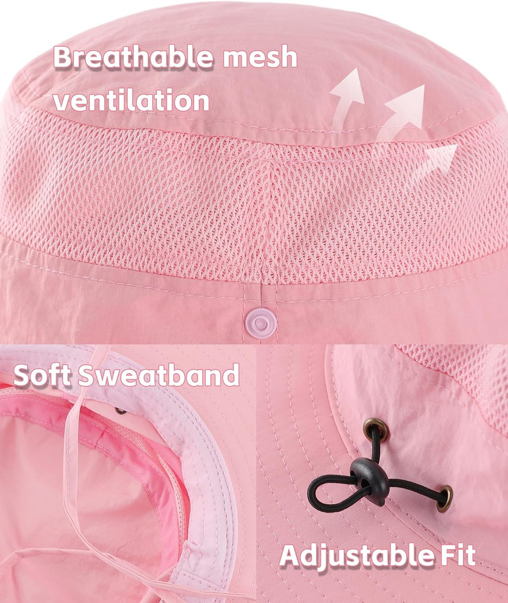 Connectyle UPF 50+ Wide Brim Sun Hat for Men Breathable Cowboy Boonie Hats Outdoor Bucket Hat for Fishing Hiking Safari