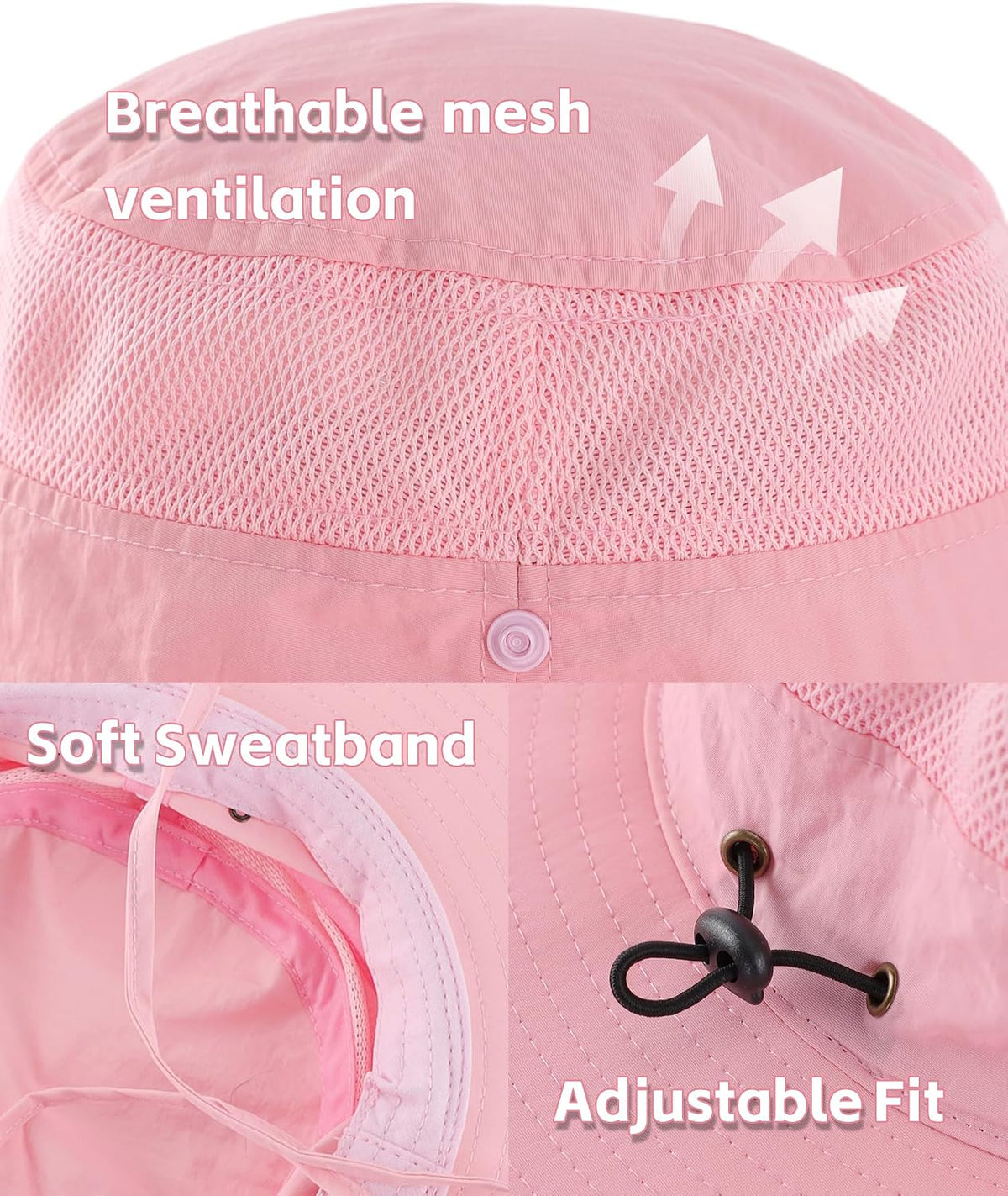 Connectyle UPF 50+ Wide Brim Sun Hat for Men Breathable Cowboy Boonie Hats Outdoor Bucket Hat for Fishing Hiking Safari