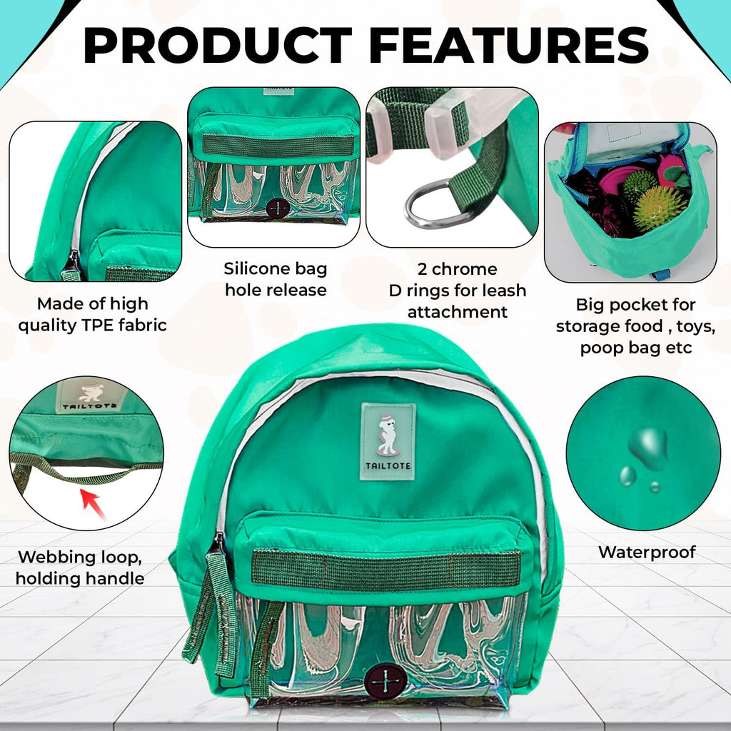 Dog Hiking Backpack Lightweight, Adjustable, and Waterproof Pet Poopbag Holder for Outdoor Adventures,Puppy Training School or Everyday Walks (Small)