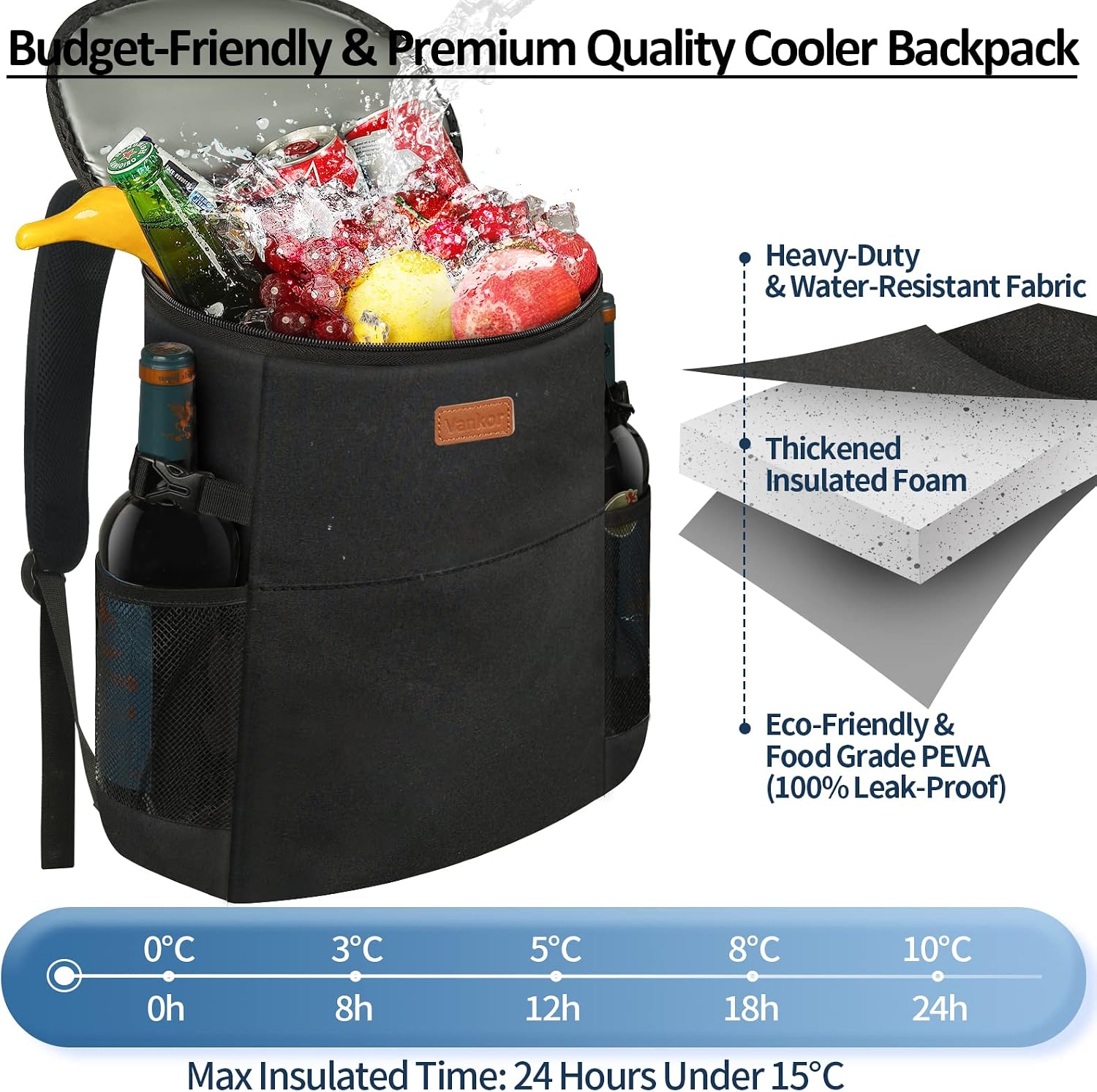 Vankor Camping Cooler Backpack Insulated Waterproof