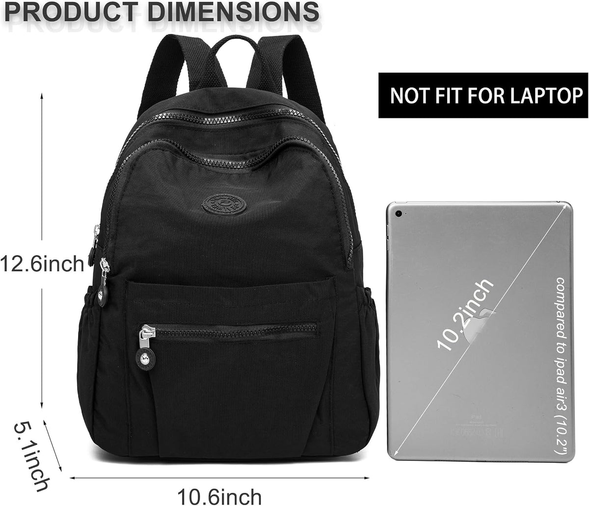 Pealwel Mini Backpack Purse for Women,Small Nylon backpacks for Ladies Backpacks Women Anti Theft Travel Bag (Black)