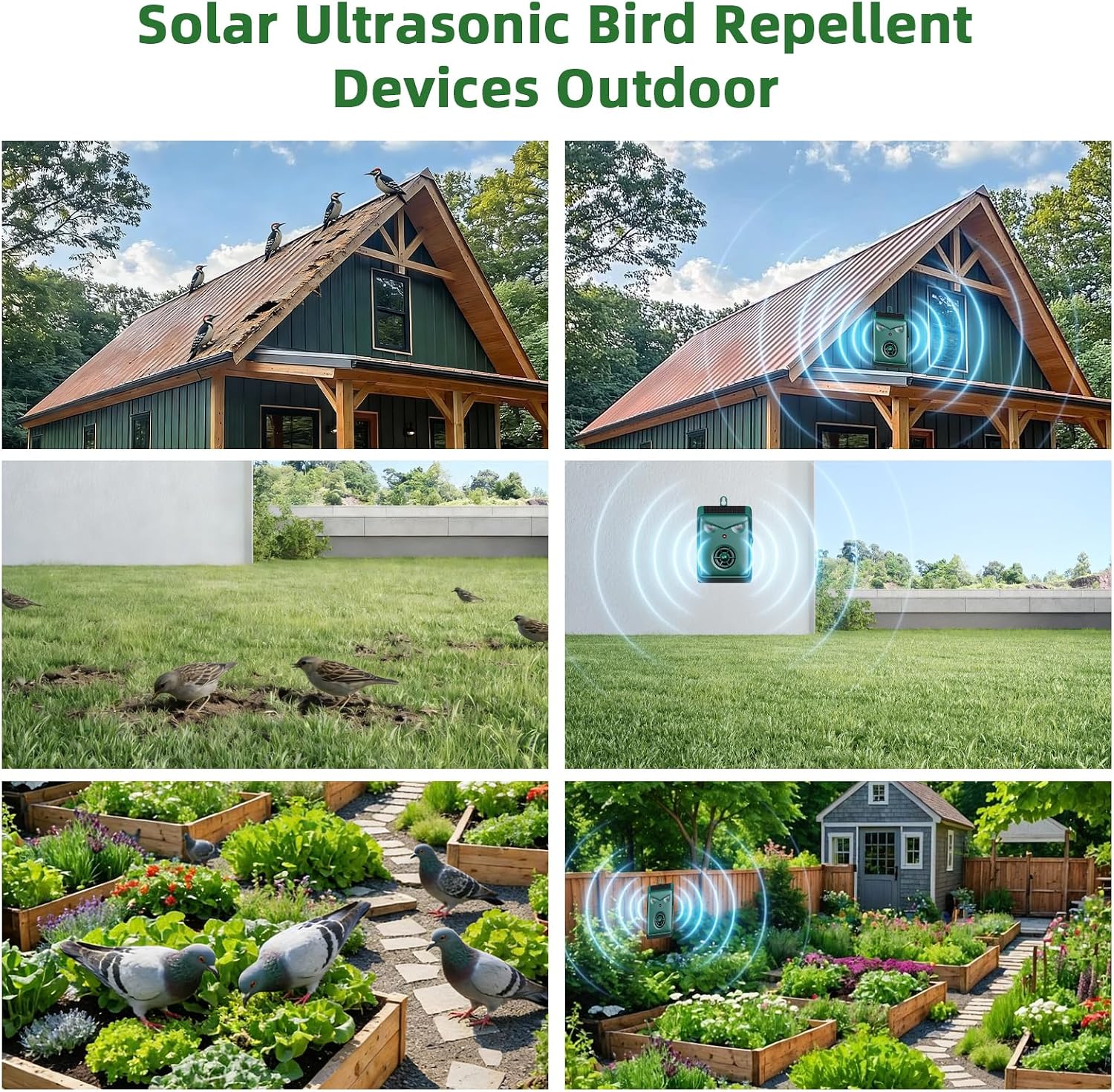 Solar Ultrasonic Bird Repellent Devices Outdoor Geese&Duck Deterrent