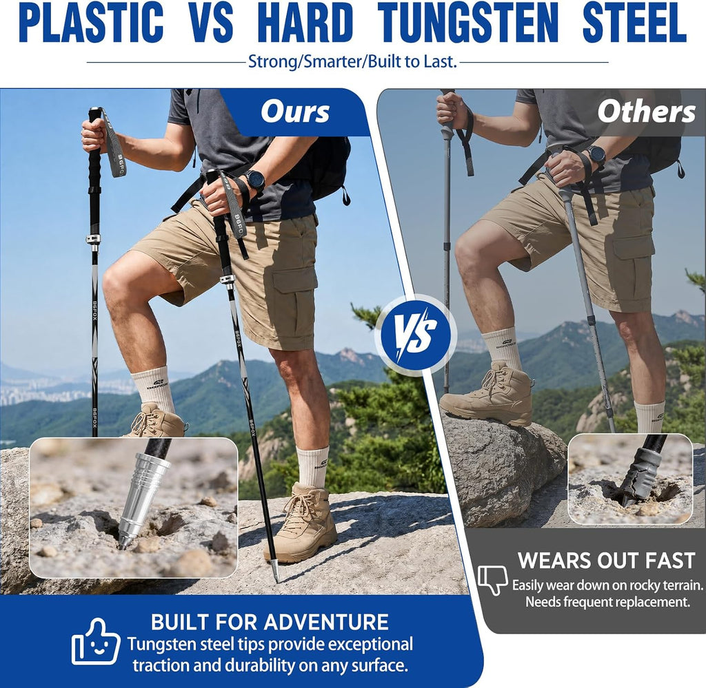 3K Carbon Fiber Collapsible Trekking Poles for Men & Women