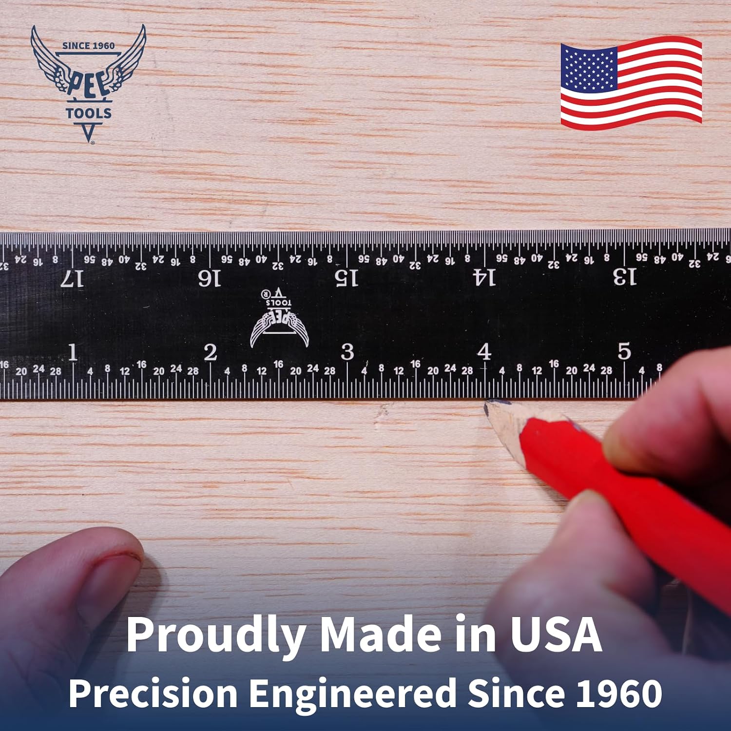 PEC Tools Made in USA 6 Inch Metal Ruler