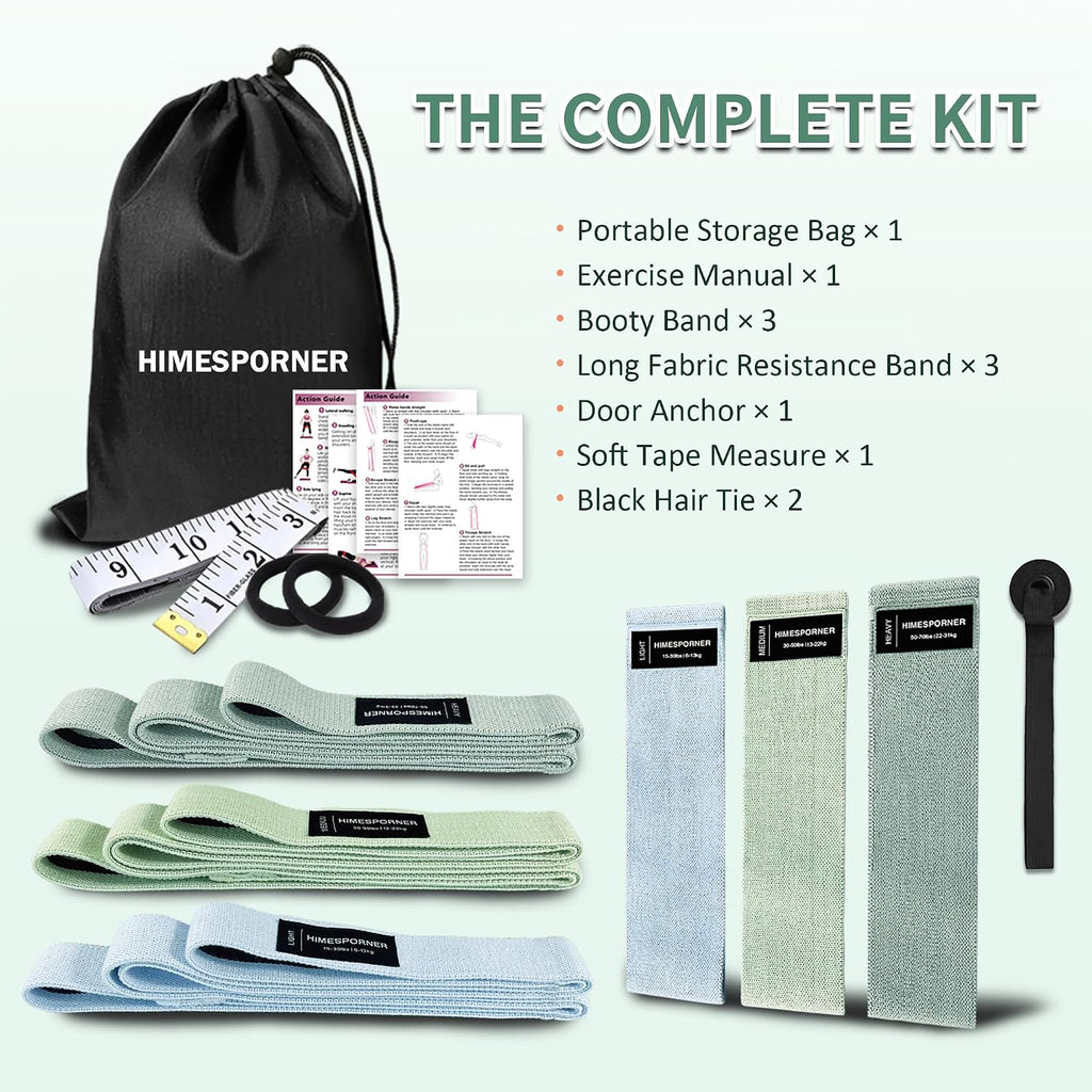 HIMESPORNER 9 PCS Fabric Resistance Bands Set for Working Out