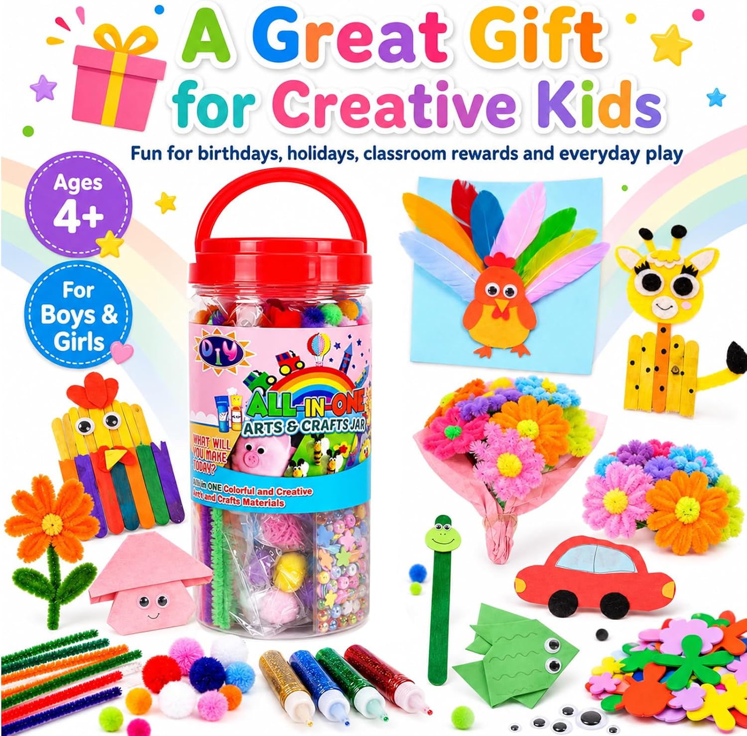 FUNZBO Arts and Crafts Supplies for Kids - Back to School Supplies