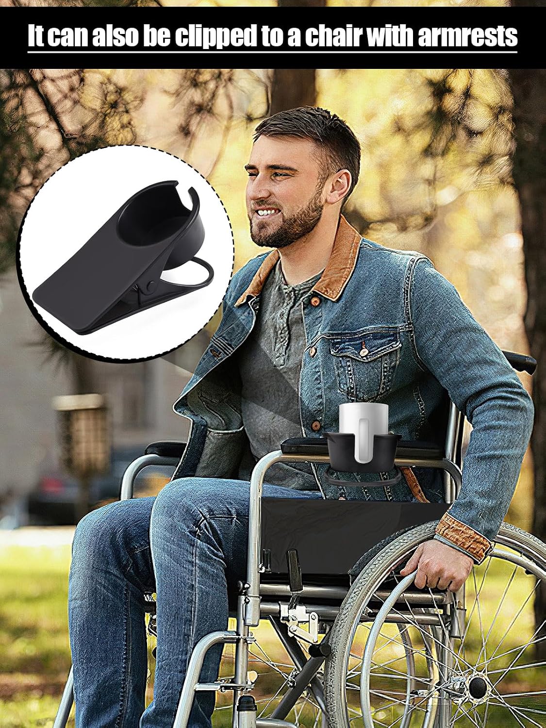 2PCS Clip on Drink Holder for Beach Chair, Desk Cup Holder with Groove