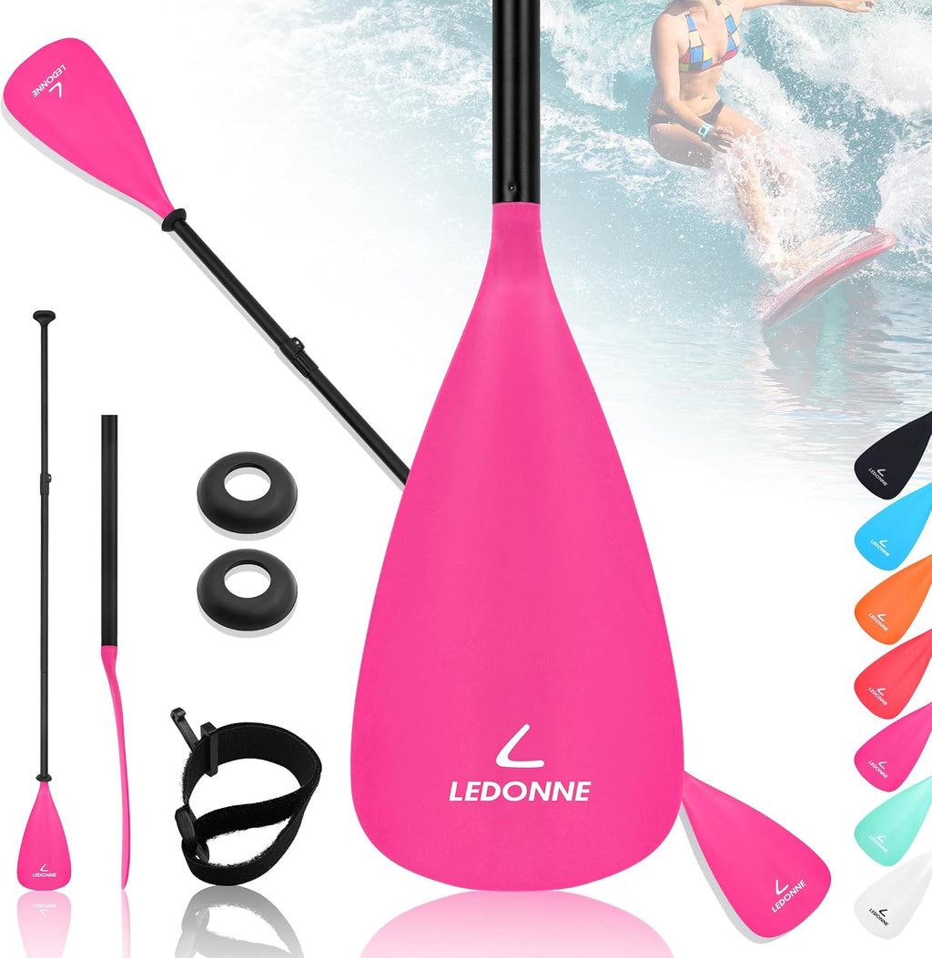 LEDONNE SUP Paddle 4-Piece Adjustable Stand Up Paddle Floating Lightweight Portable Kayak Paddle Paddleboard Oar with Aluminum Alloy Shaft, 2 Nylon Blades,3 Million Sets Per Year 500 Bought Monthly