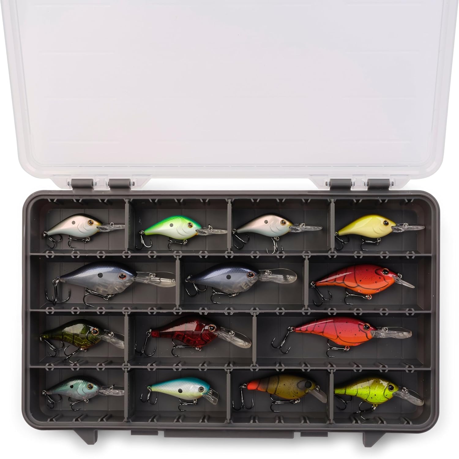 Plano StowAway 3700 Stow Tackle Box, 4 Pack, with Corrosion-Preventive Rustricor, Single Latch Design, Transparent DuraView Lid, Stackable Storage for Fishing Bait, Lures and Gear