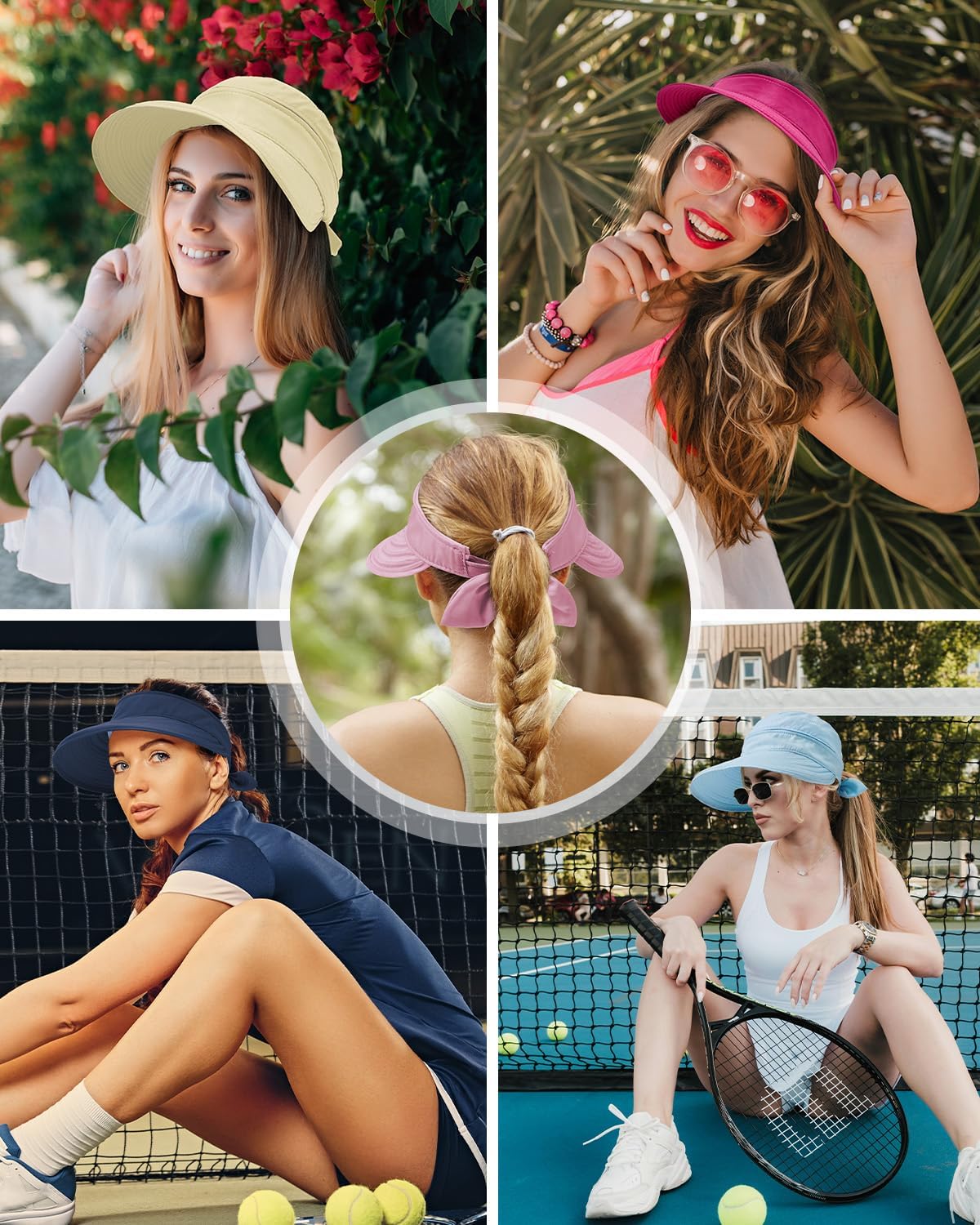 Century Star Sun Hat for Women Wide Brim Zip-Off Beach Hat Visor Ponytail UV Protection Summer Visors