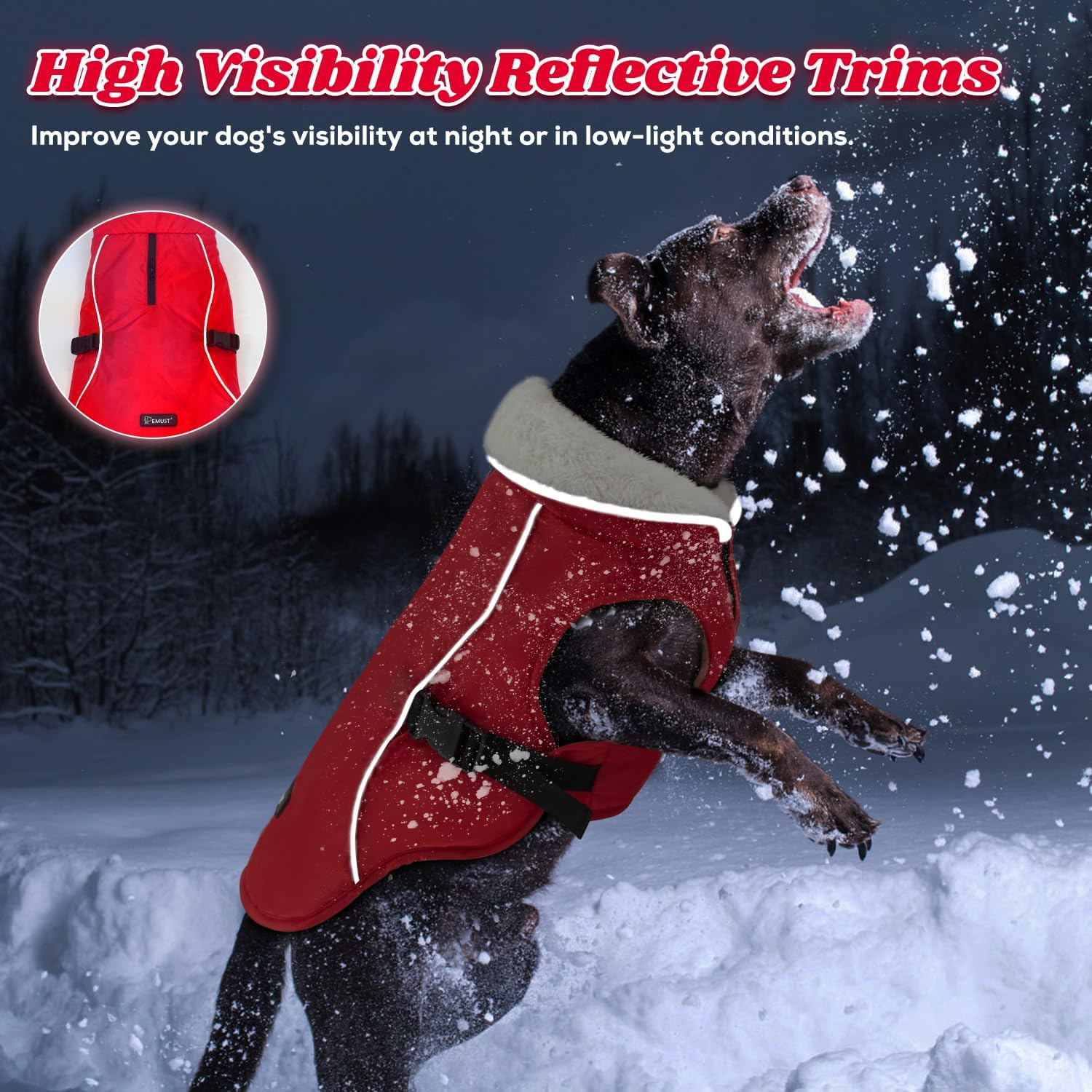 EMUST Dog Winter Coat, Waterproof Fleece Dog Jacket Winter for Small Dogs