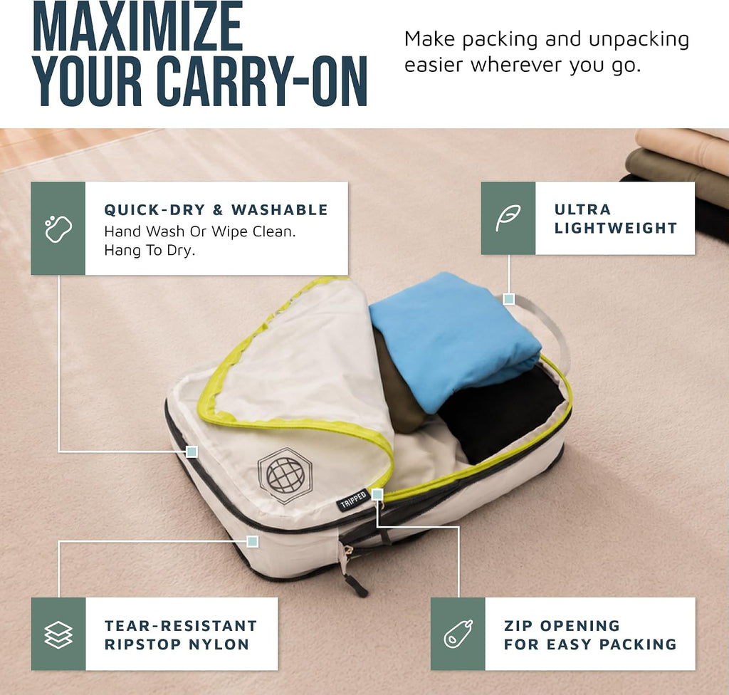 TRIPPED Travel Gear Compression Packing Cubes for Carry-On Travel 6-Pack