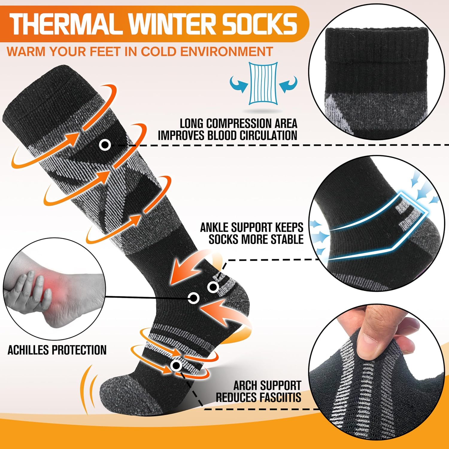 Welwoos 3 Pairs Merino Wool Ski Socks for Womens Mens Thermal Winter Warm Thick Knee High Socks for Skiing Snowboarding