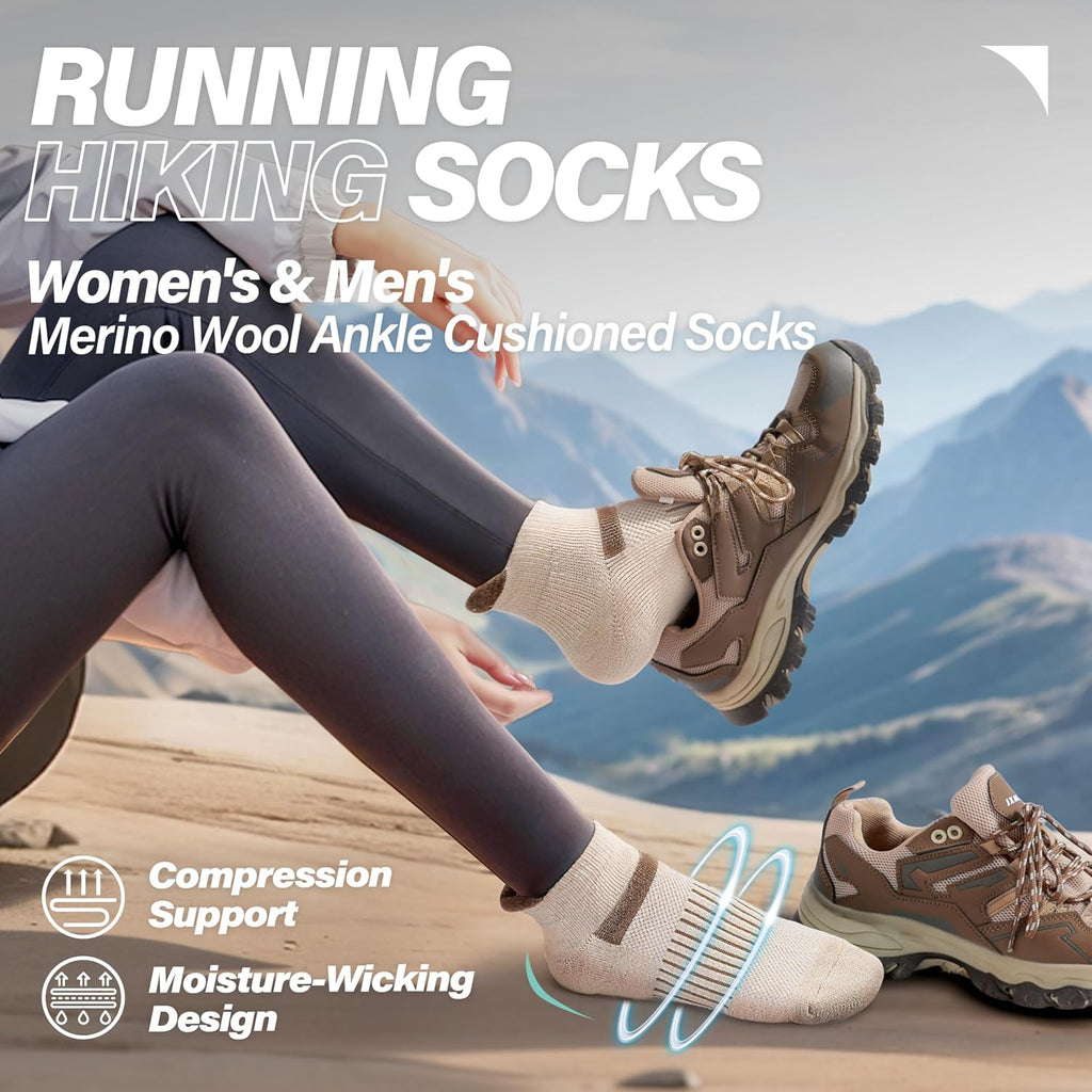 Anlisim Merino Wool Ankle Running Hiking Socks for Women and Men