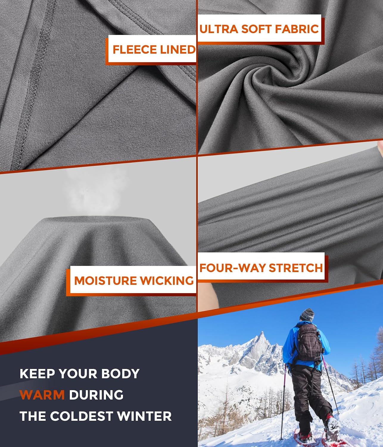 Mens Thermal Underwear Long Johns Set Cold Weather Hunting Base Layer